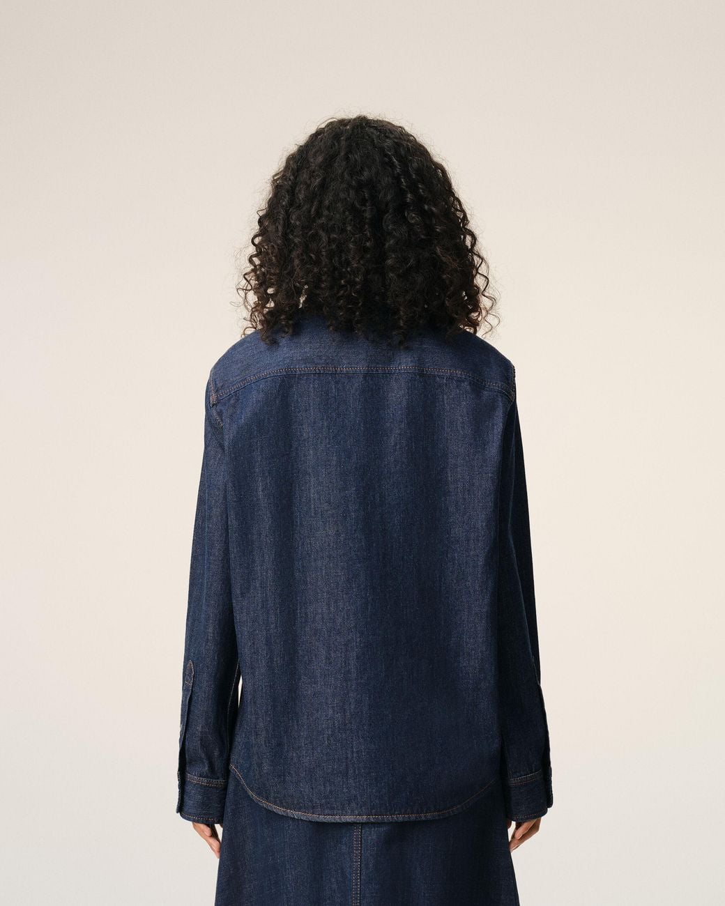 AMI Blue Denim Cotton Ami De Coeur Shirt