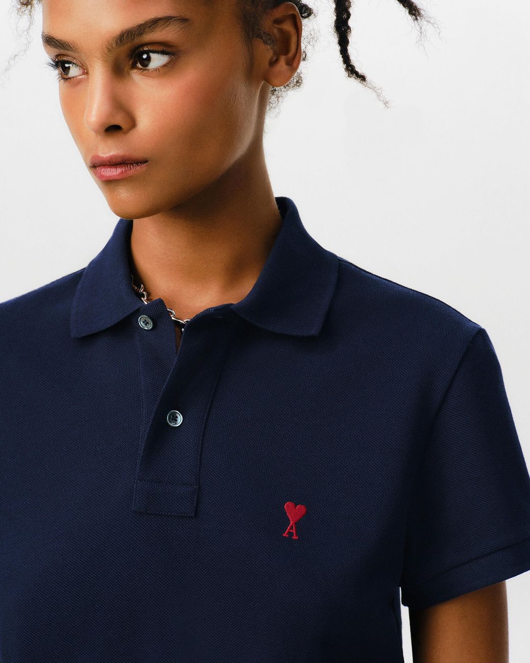AMI Blue Cotton Polo With Ami De Coeur