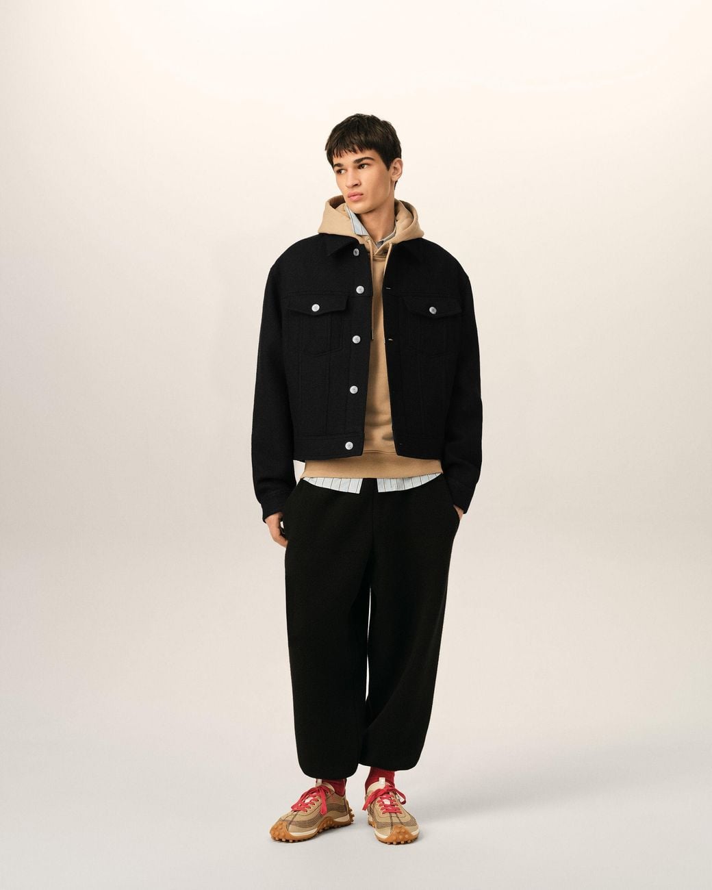 AMI Black Wool Trucker Jacket
