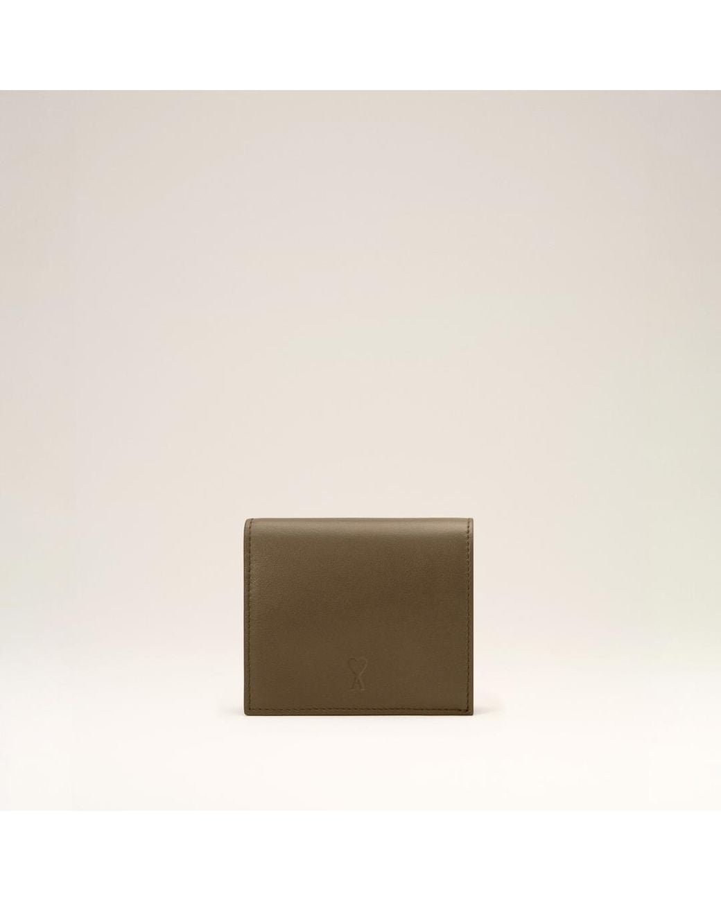 AMI Natural Cowhide Leather Bifold Wallet With Ami De Coeur
