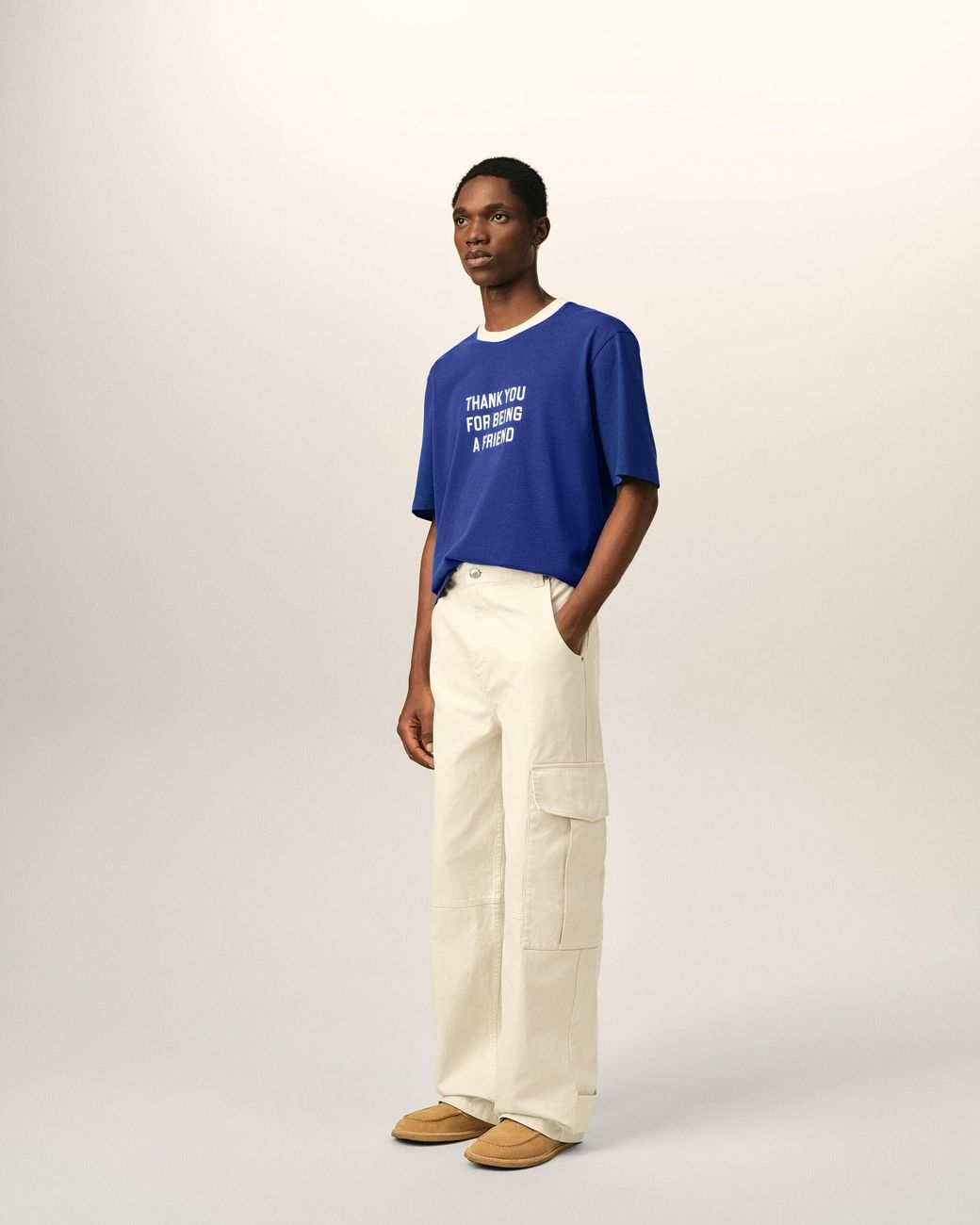 AMI Natural Baggy-Fit Cargo Cotton Trousers for men
