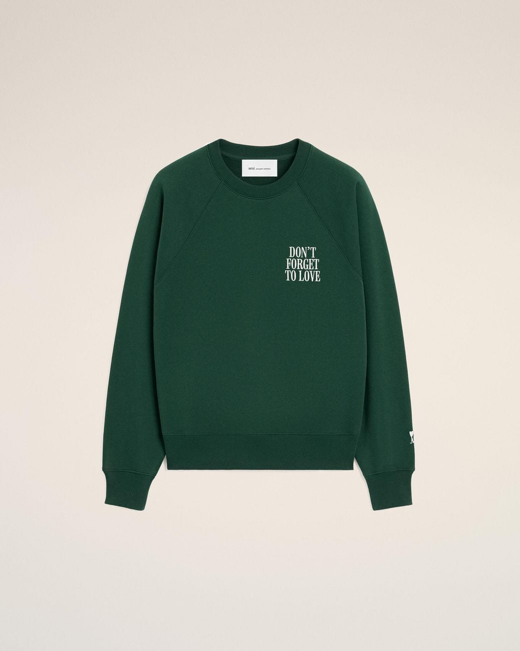 AMI Green Cotton "Don'T Forget To Love" Sweatshirt