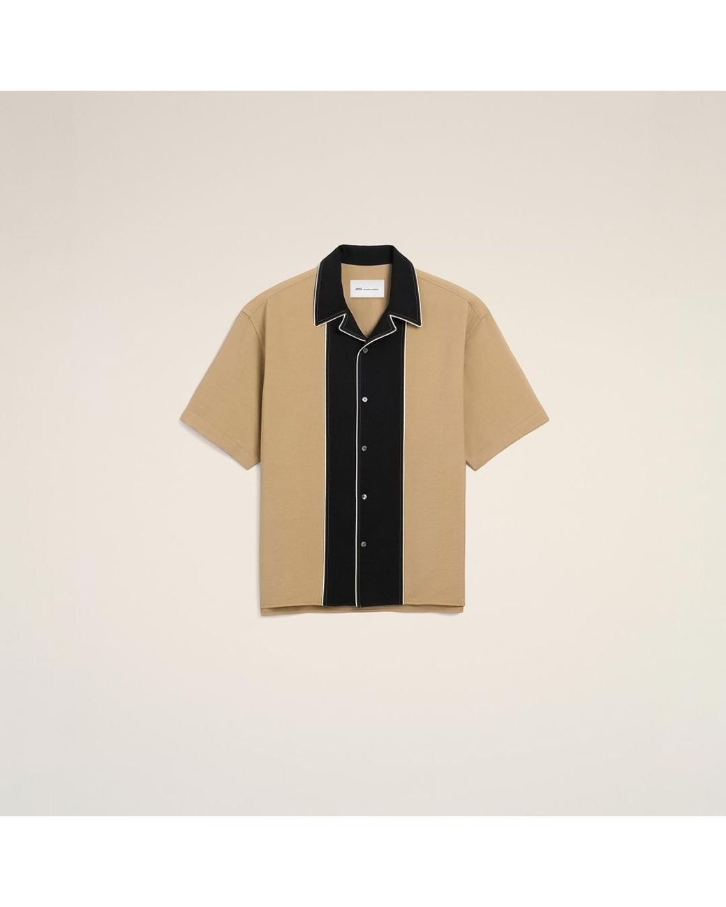 AMI Natural Boxy Bicolor Viscose Twill Short-Sleeve Shirt for men