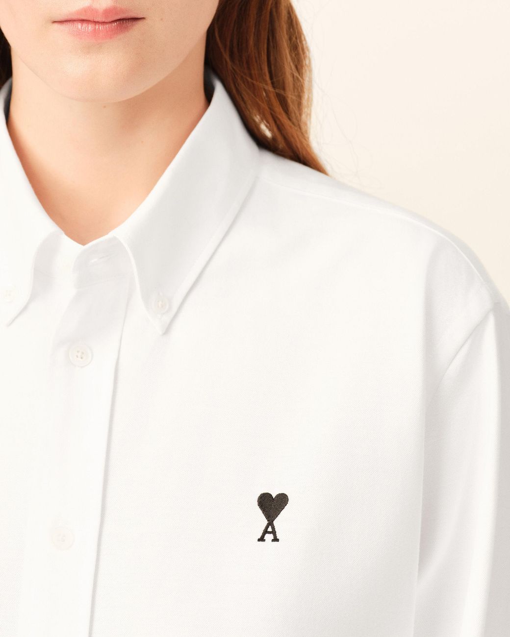 AMI Natural Cotton Shirt With Ami De Coeur