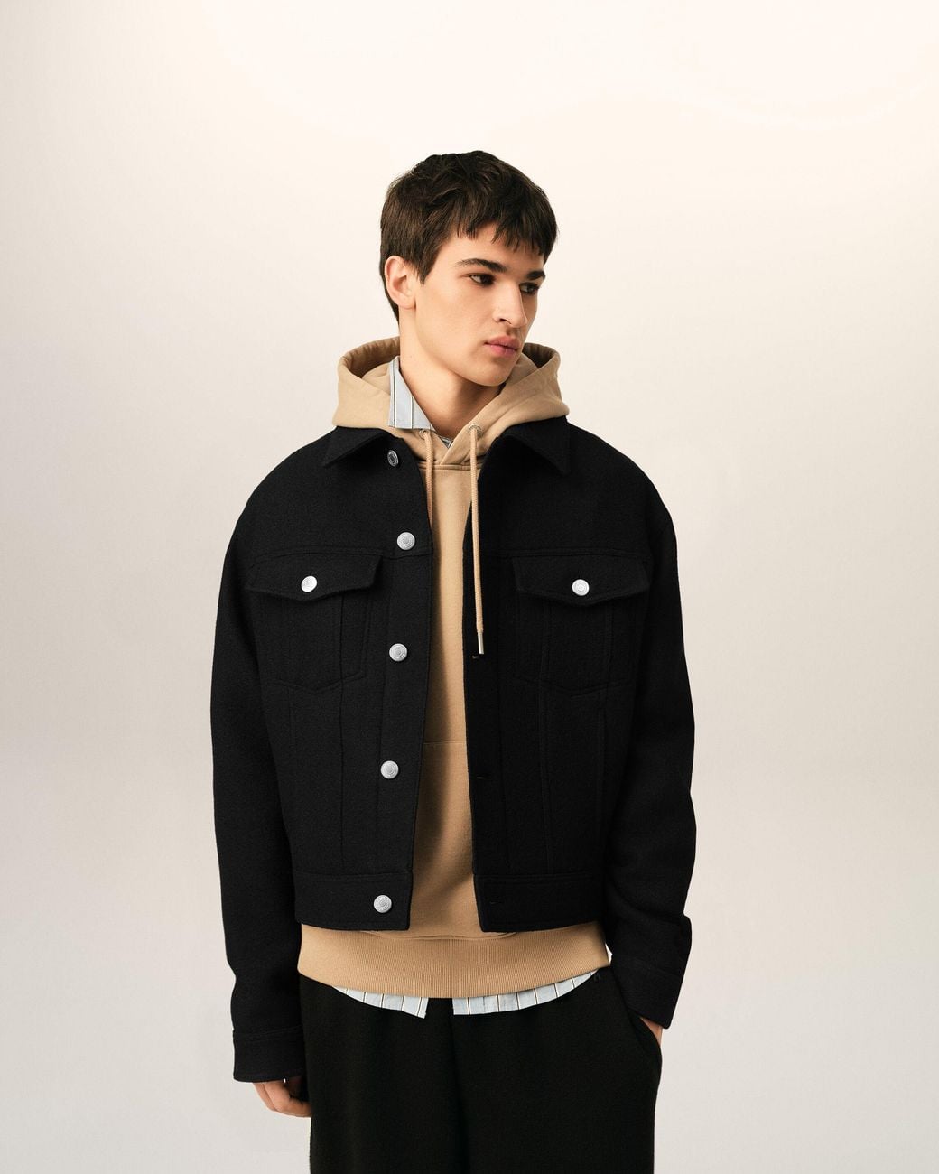 AMI Black Wool Trucker Jacket
