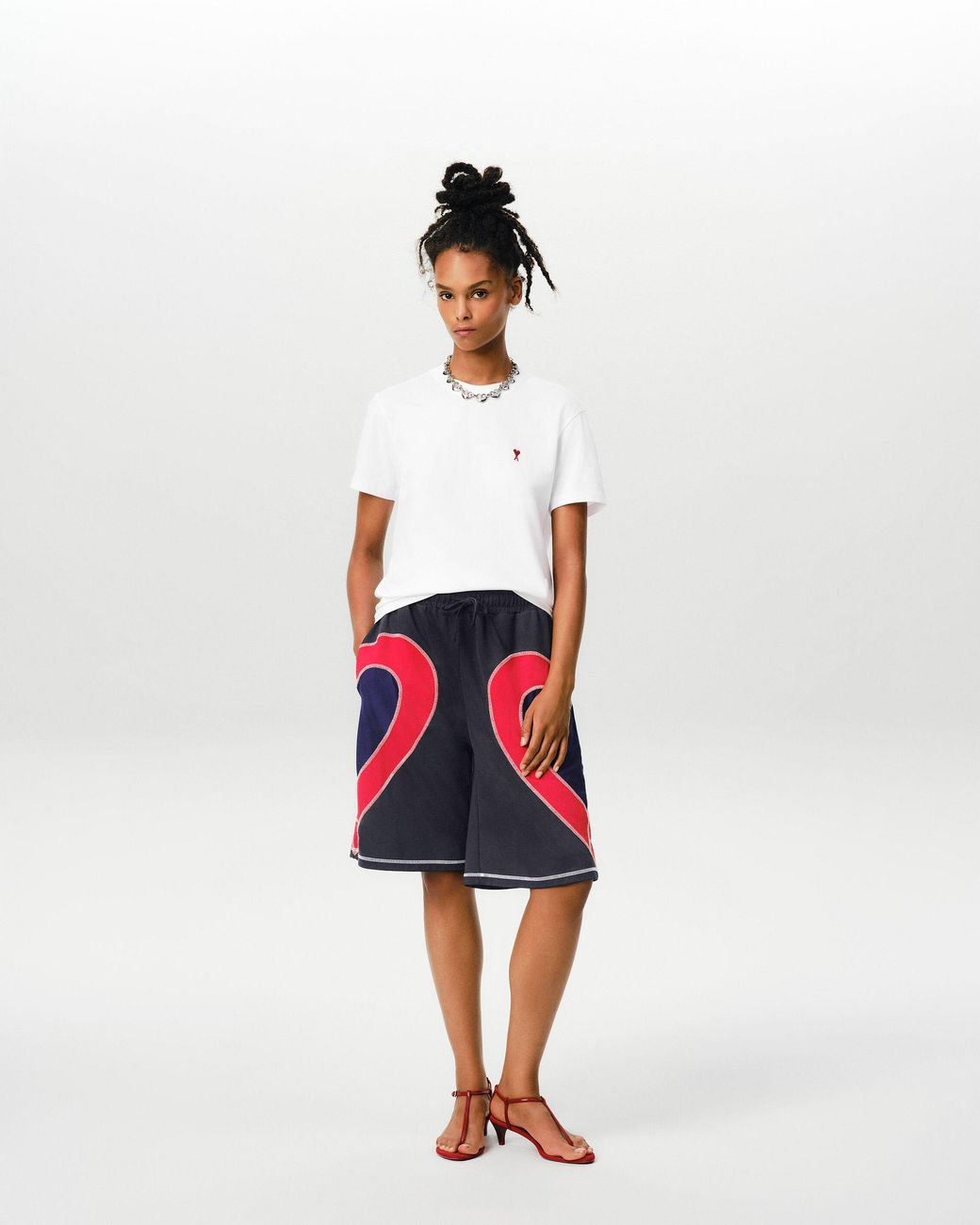 AMI Natural Cotton T-Shirt With Ami De Coeur