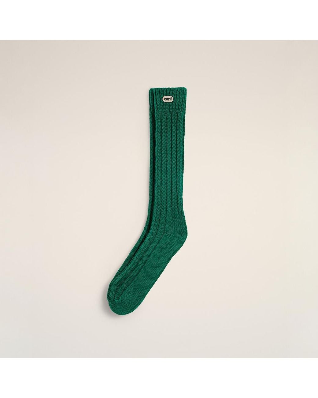 AMI Green Wool Socks With Ami Patch
