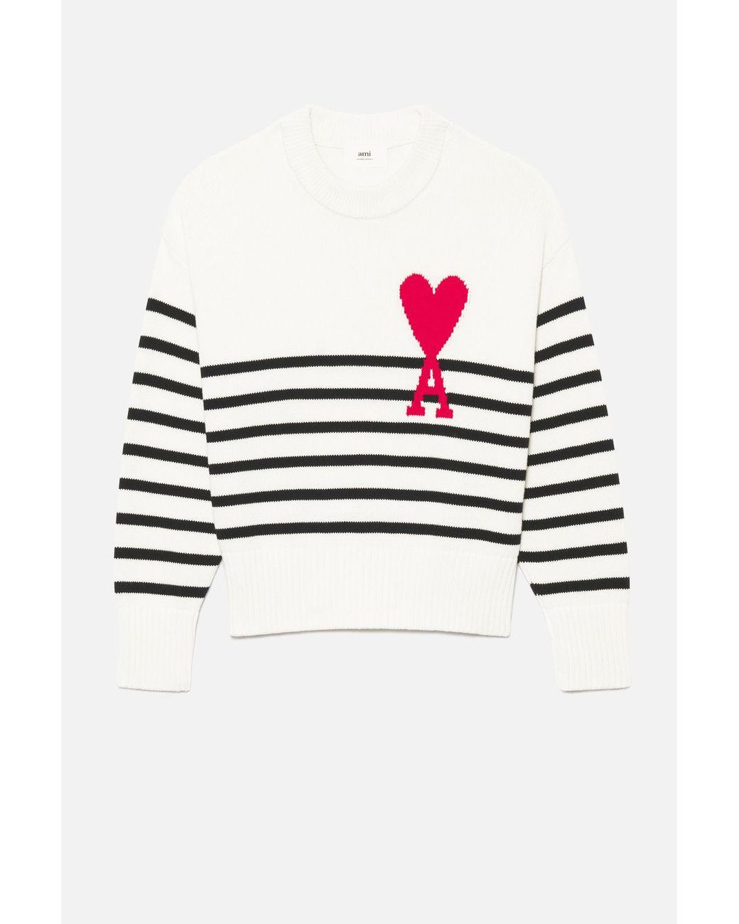 Ami Paris Ami De Coeur Striped Sweater in White | Lyst