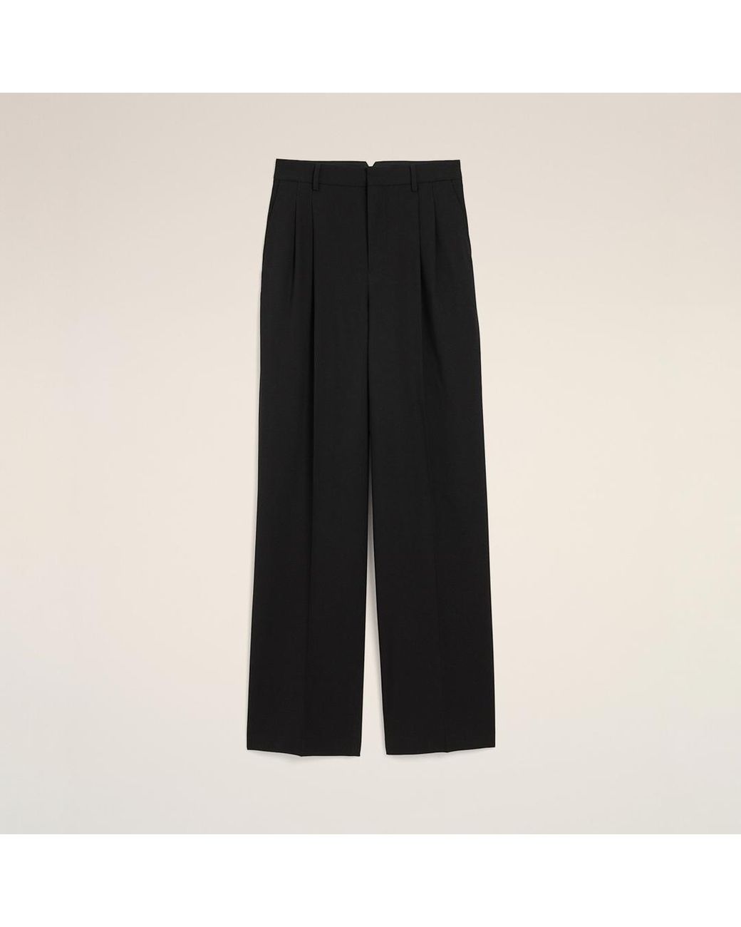 AMI Black High-Waisted Wide-Leg Wool Trousers