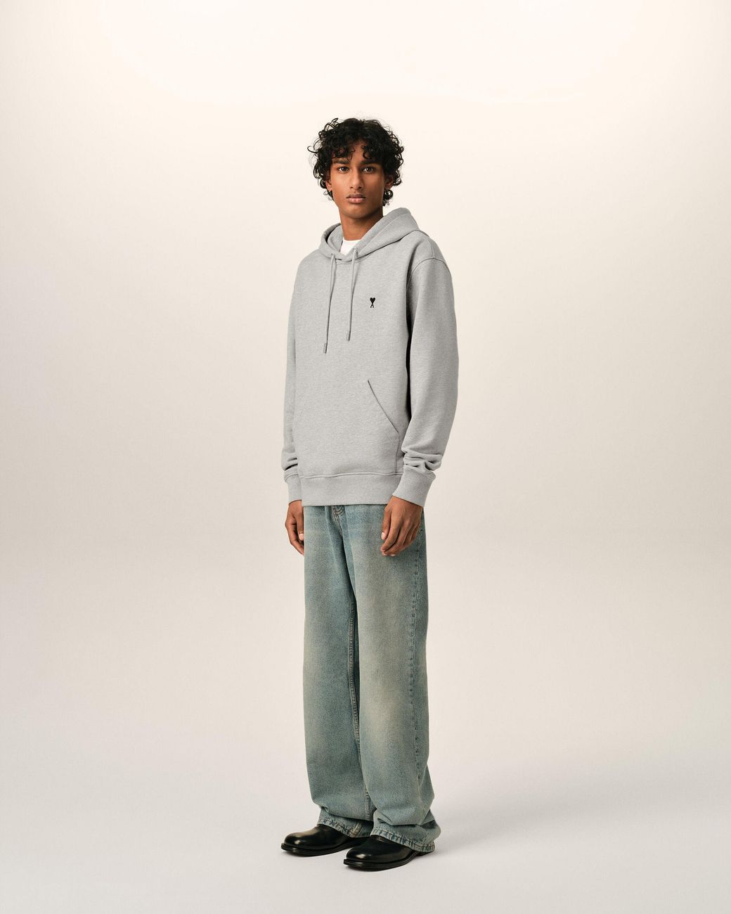 AMI Gray Cotton Hoodie With Ami De Coeur for men