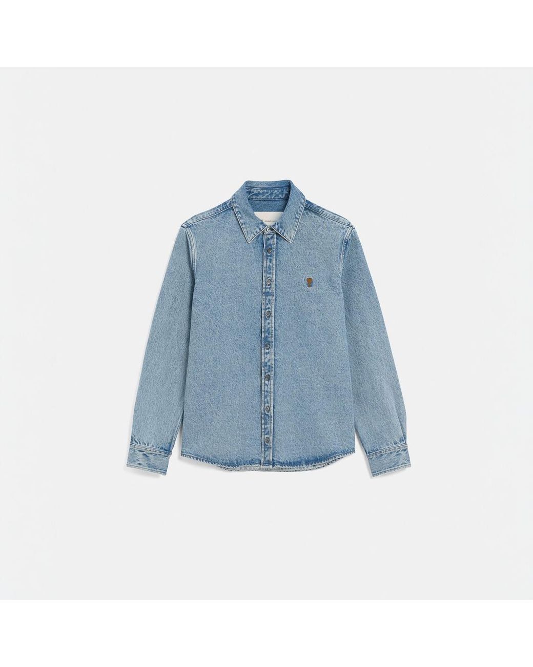 AMI Blue Denim Shirt With Ami De Coeur