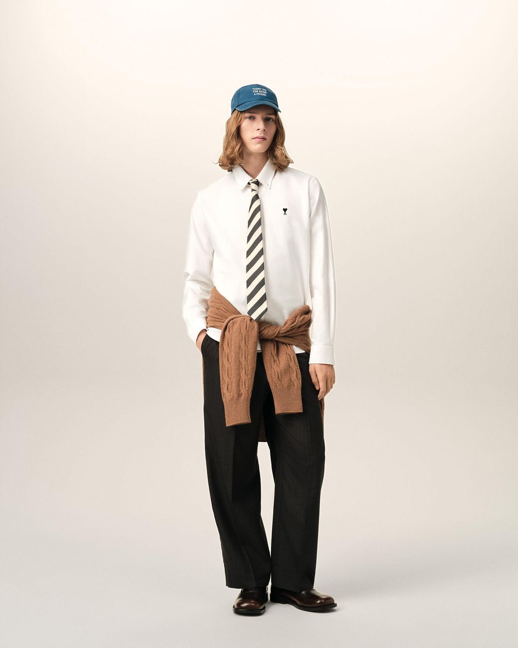 AMI Natural Cotton Shirt With Ami De Coeur