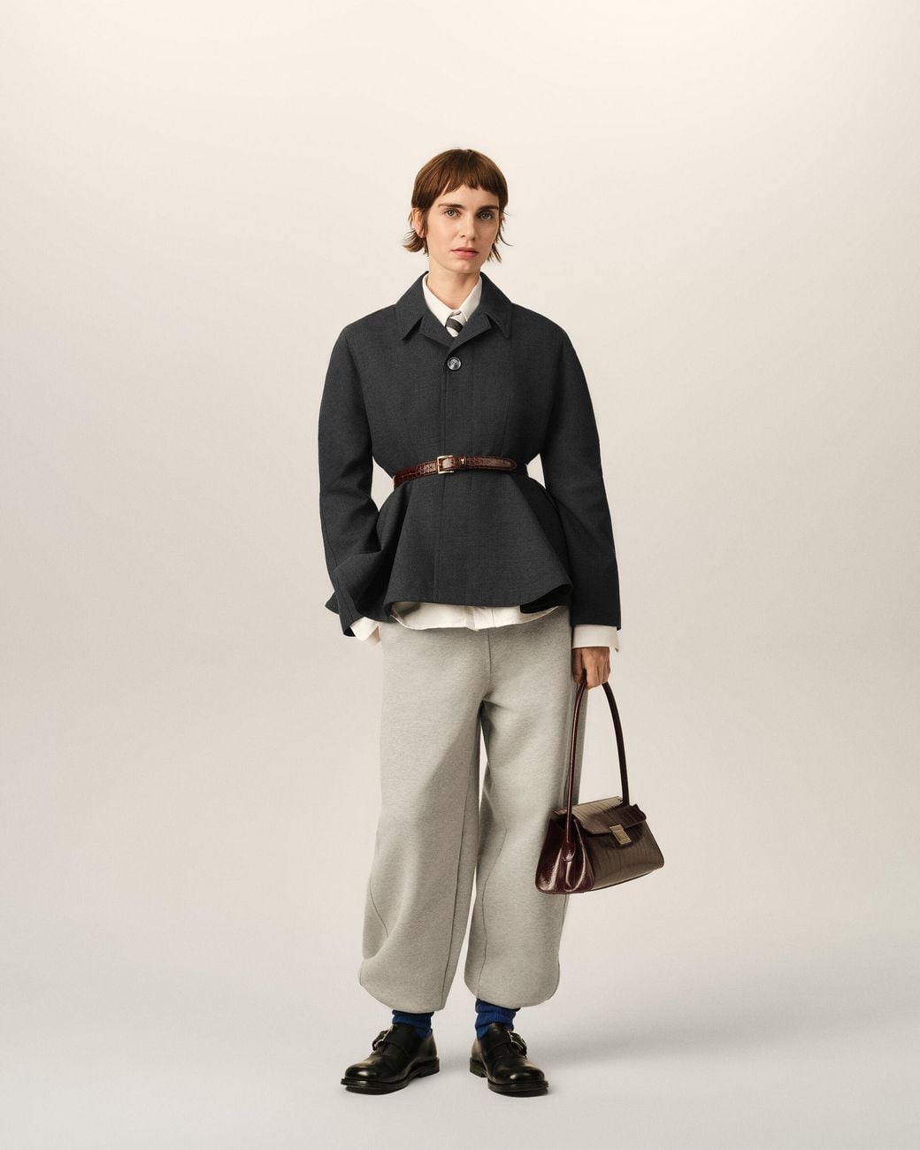 AMI Black Peplum Wool Jacket