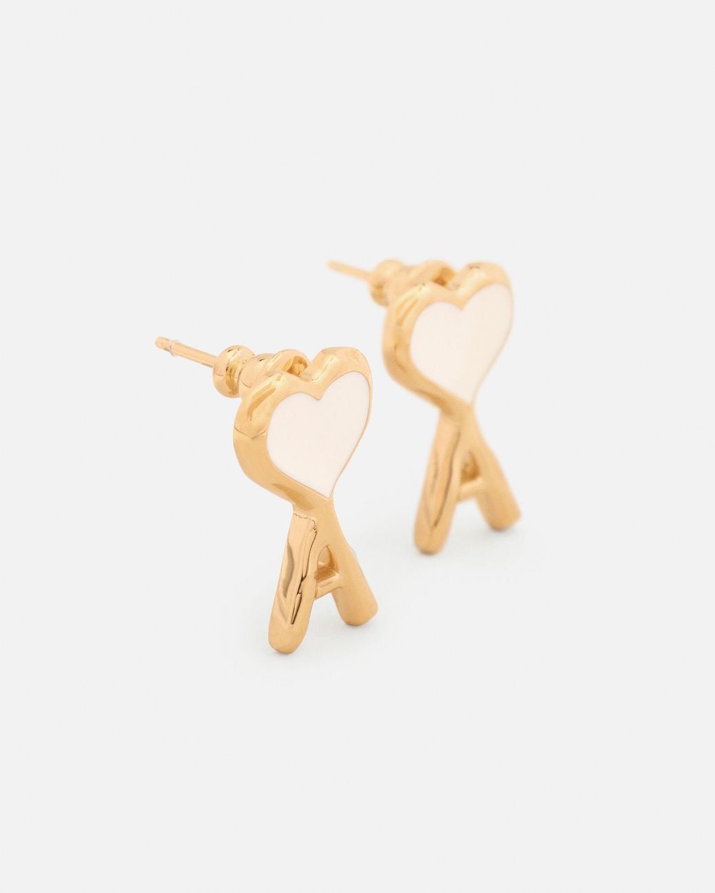 AMI Natural Brass Earrings With Hammered Ami De Coeur