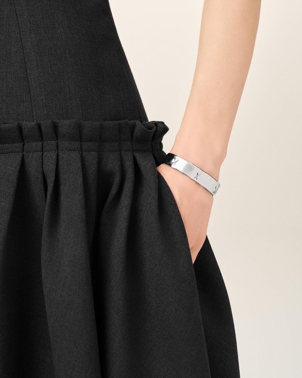 AMI Natural Brass Bracelet With Hammered Ami De Coeur
