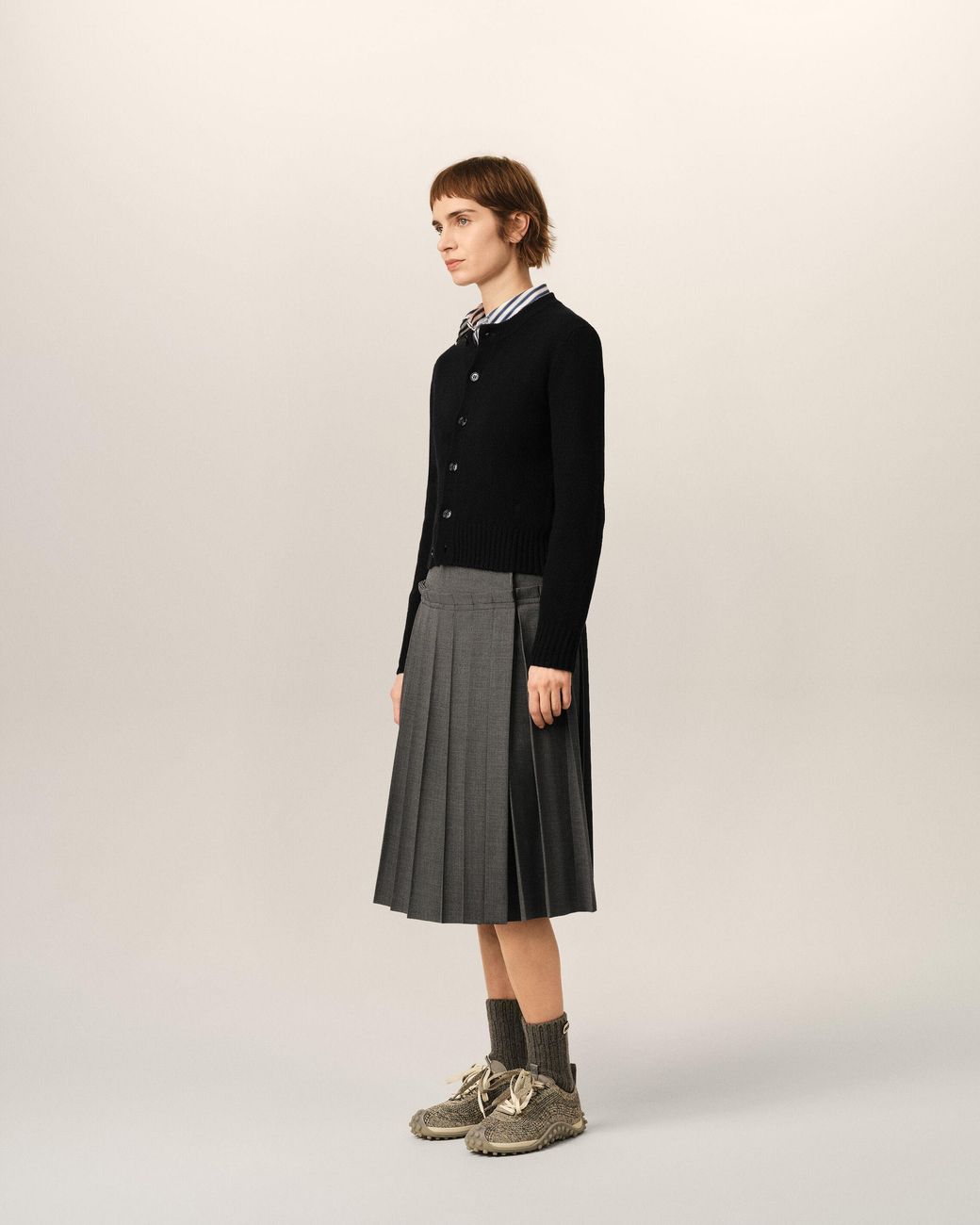 AMI Black Crewneck Cashmere Cardigan With Ami De Coeur
