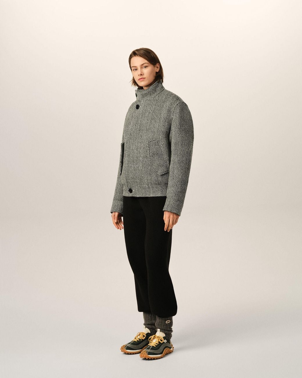 AMI Gray Wool Padded Harrington Jacket