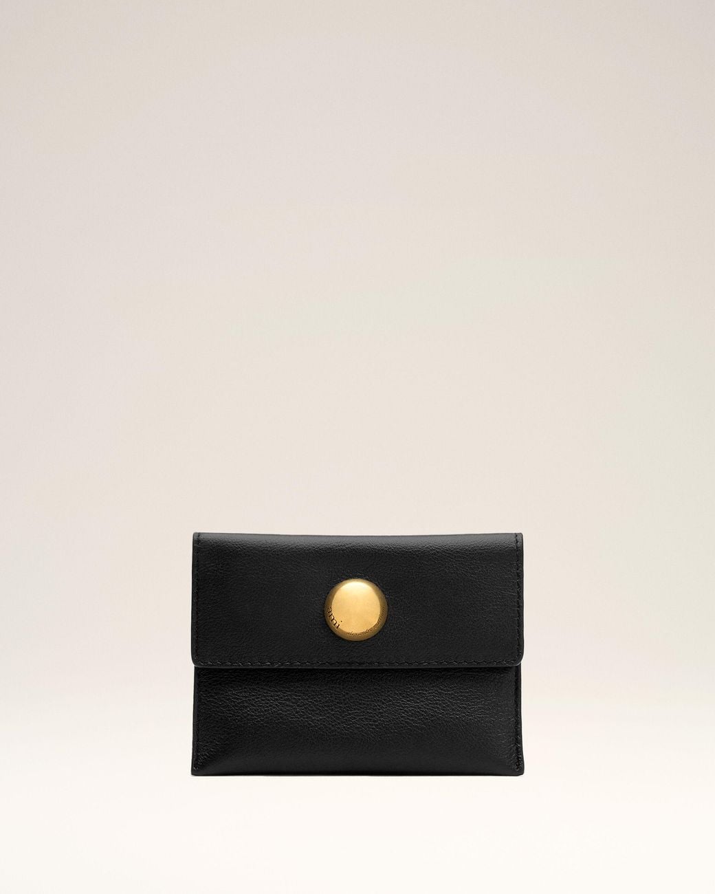 AMI Black Carrousel Cow Leather Folded Card Holder