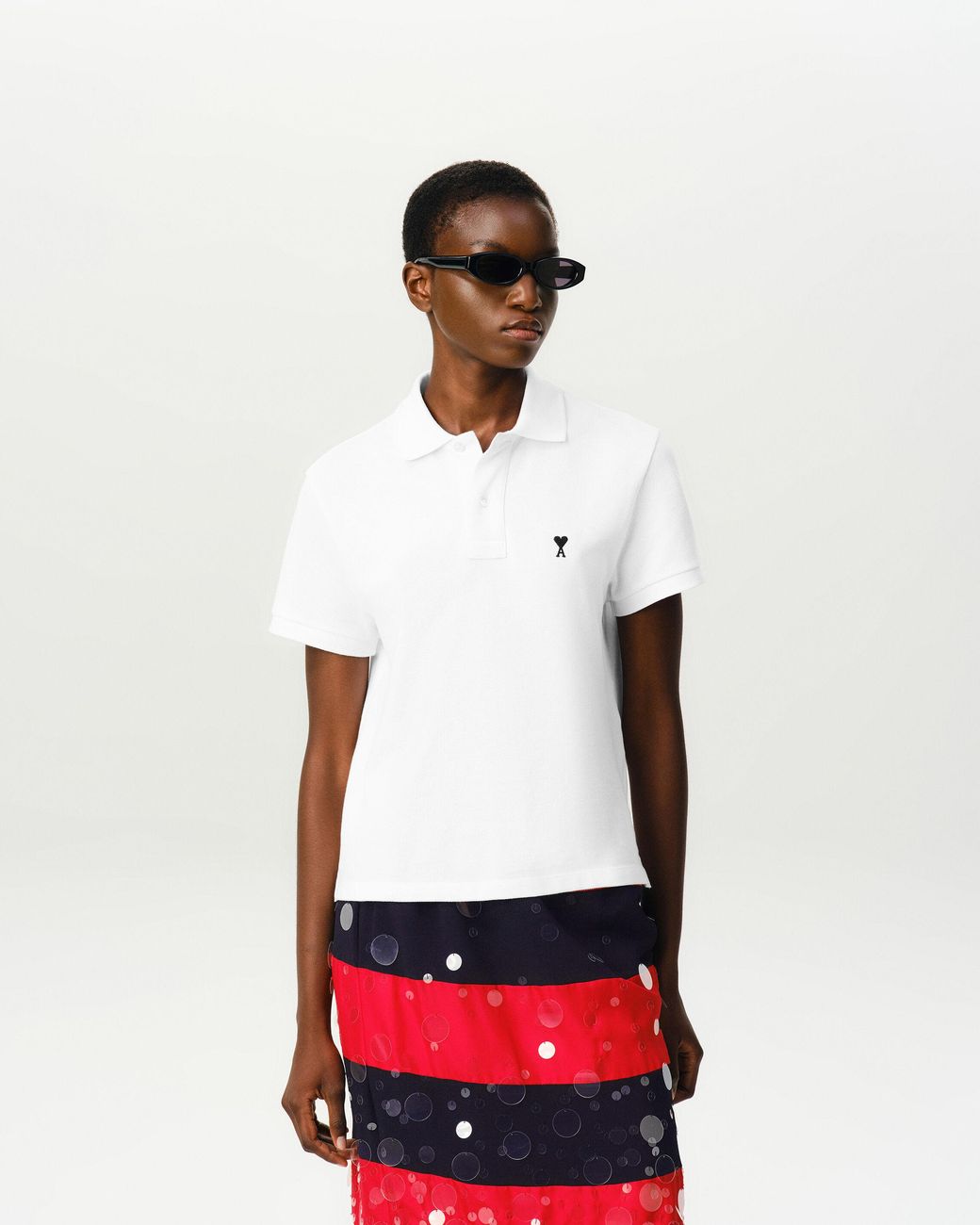 AMI Natural Cotton Polo With Ami De Coeur