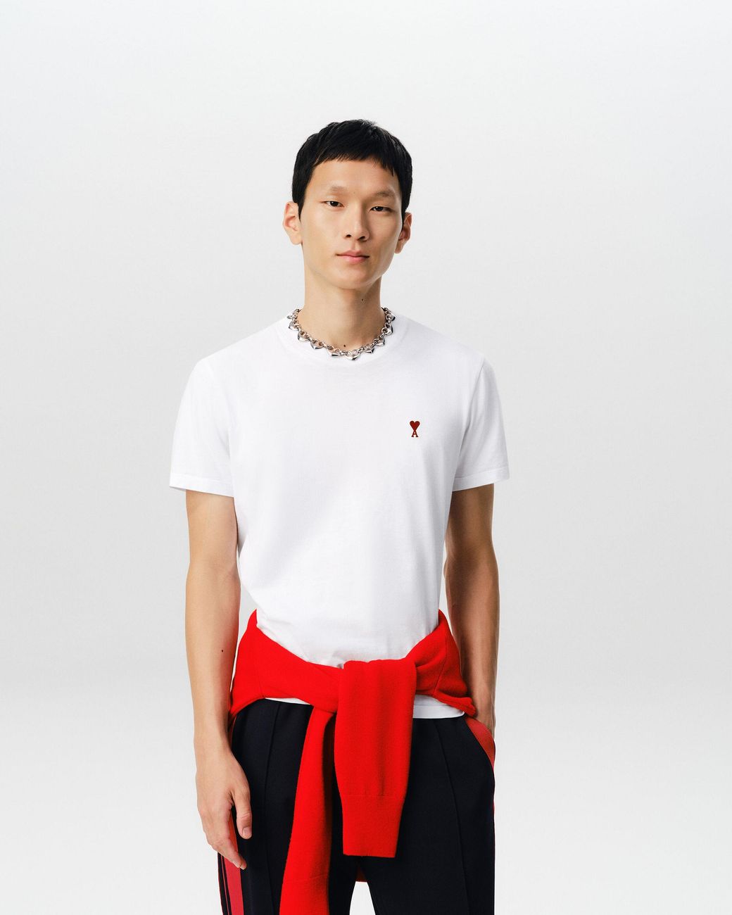 AMI Natural Cotton T-Shirt With Ami De Coeur