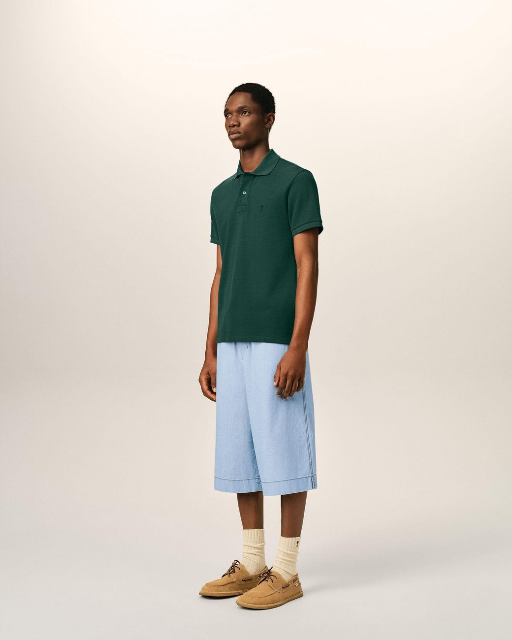 AMI Green Cotton Polo With Ami De Coeur for men