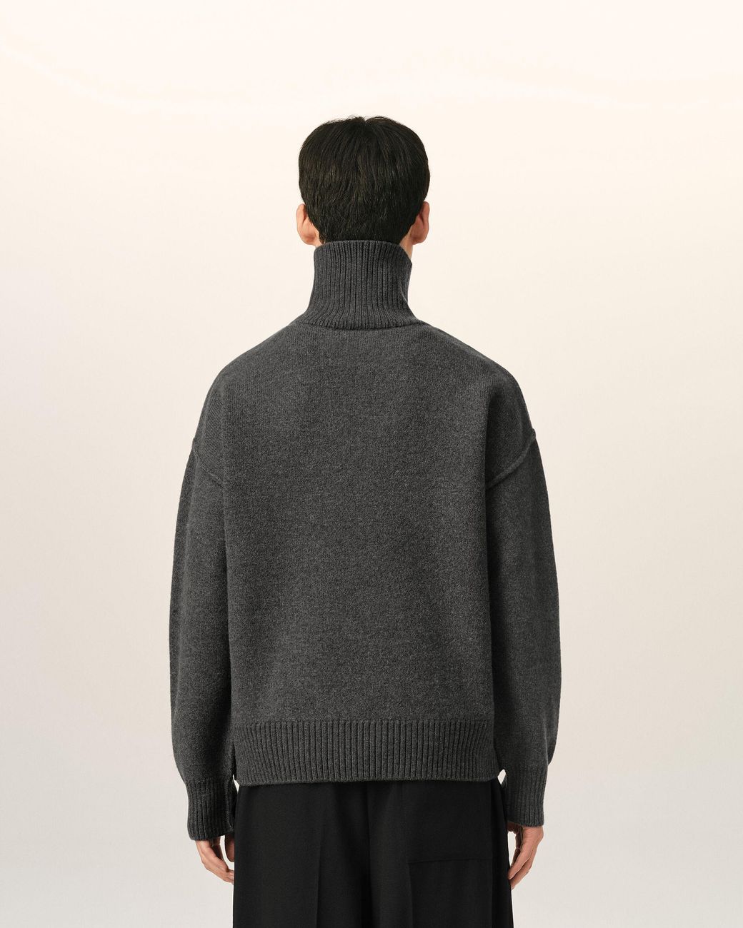 AMI Black Funell Neck Wool Sweater With Ami De Coeur