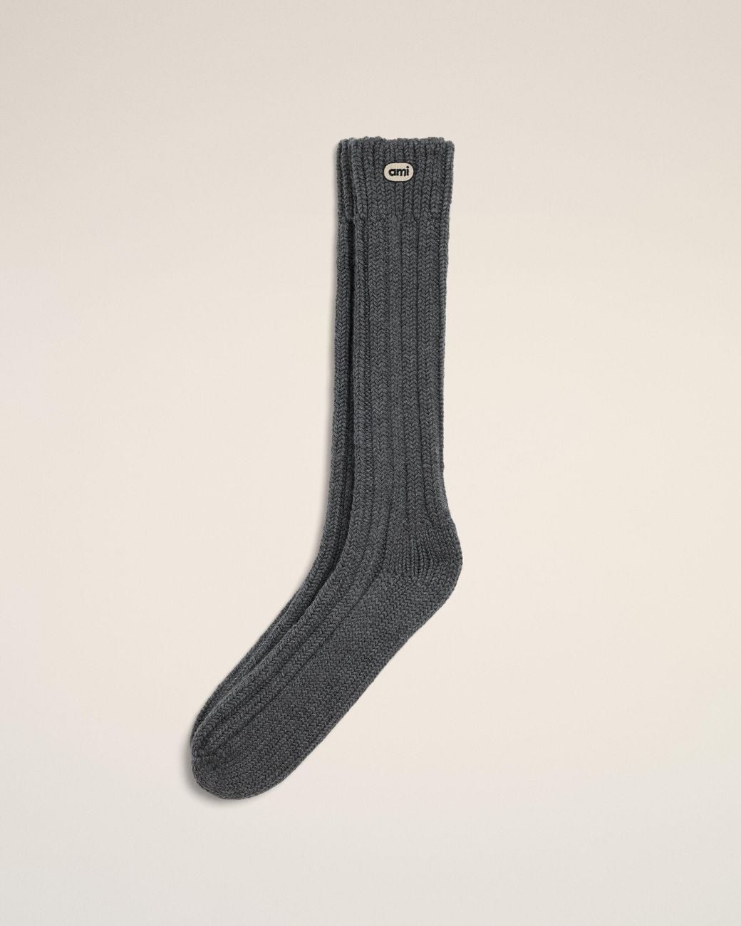 AMI Natural Wool Socks With Ami Patch