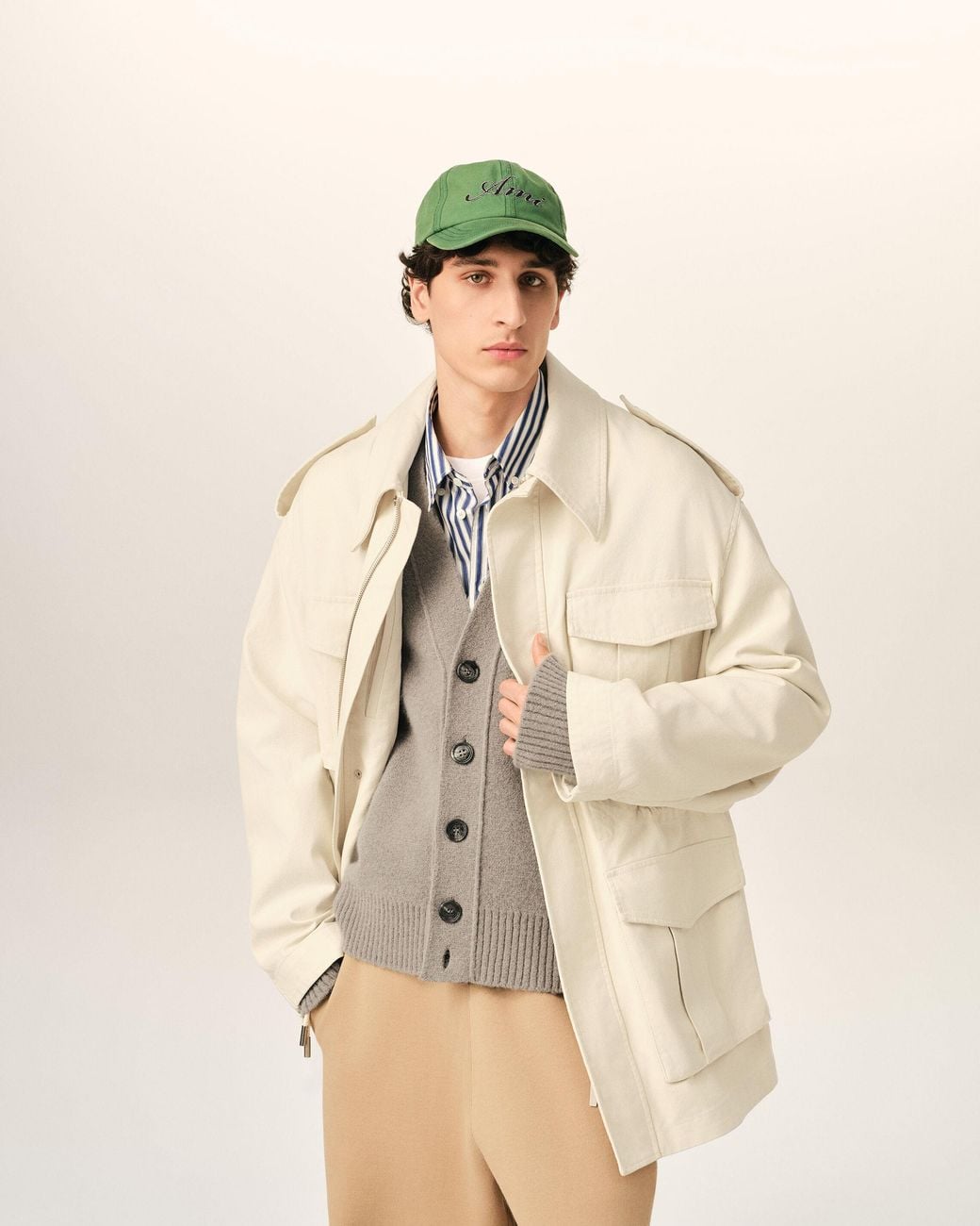 AMI Natural Cotton Utility Parka Jacket