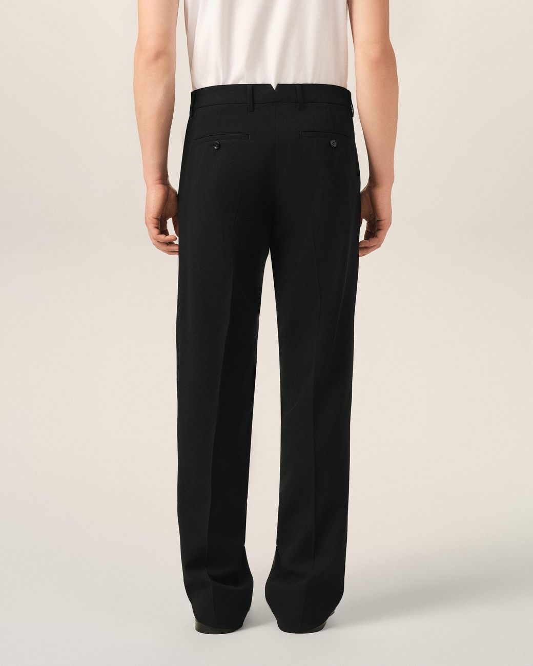 AMI Black Straight-Fit Wool Trousers for men