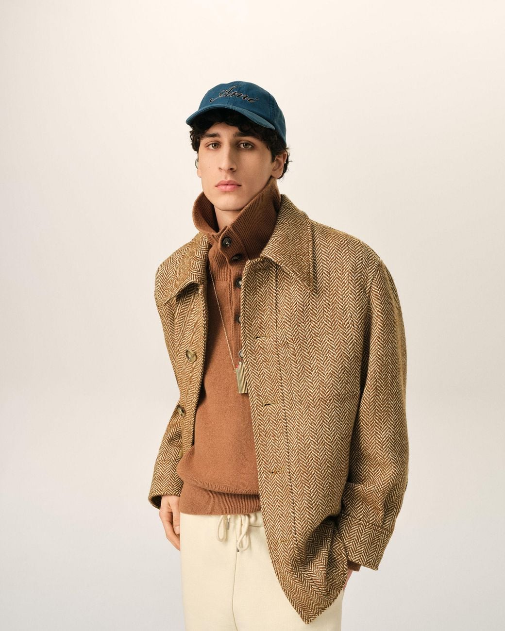 AMI Natural Wool Button-Down Jacket