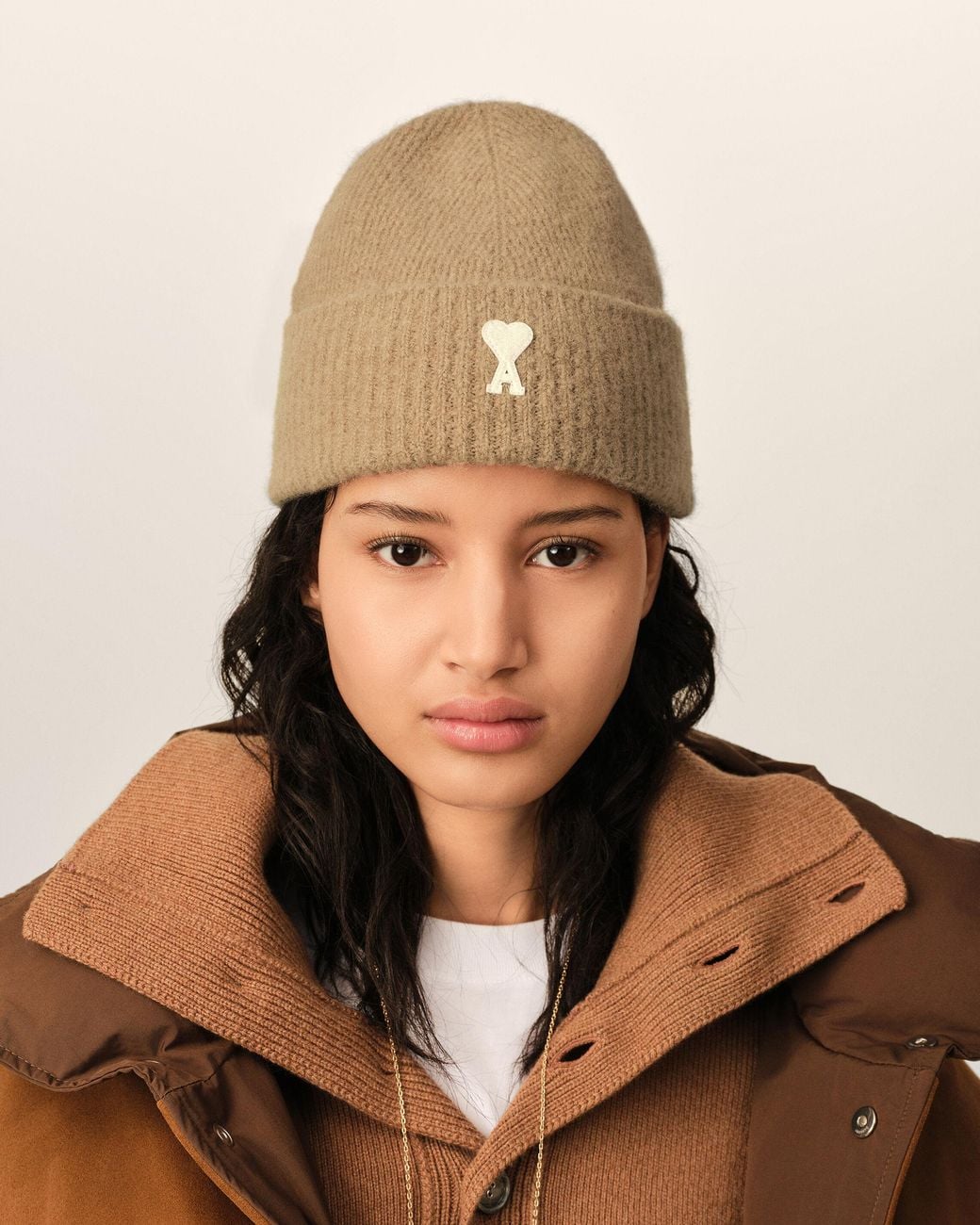 AMI Natural Alpaca Beanie With Ami De Coeur