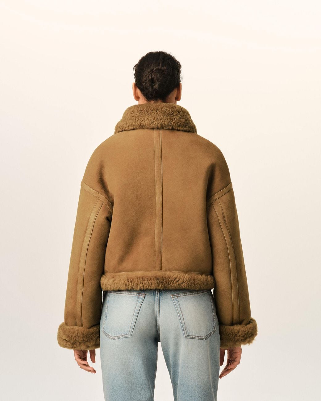 AMI Natural Sheep Shearling Aviator Jacket