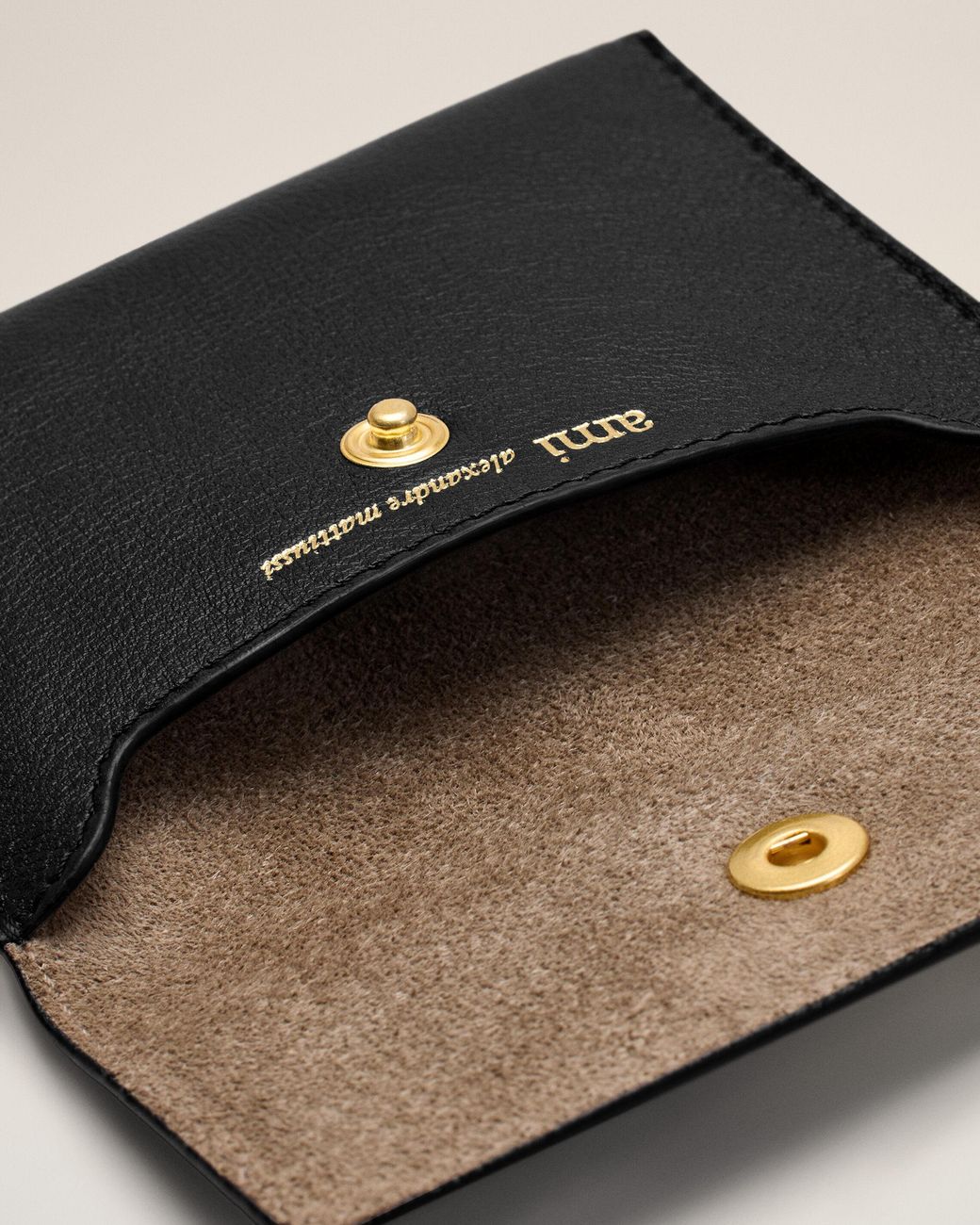 AMI Black Carrousel Cow Leather Folded Card Holder