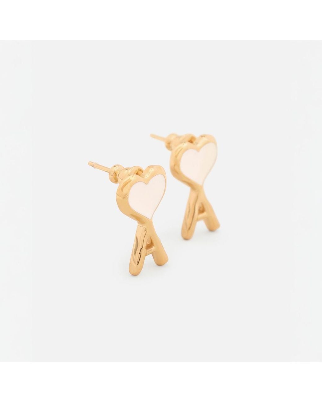 AMI Natural Brass Earrings With Hammered Ami De Coeur
