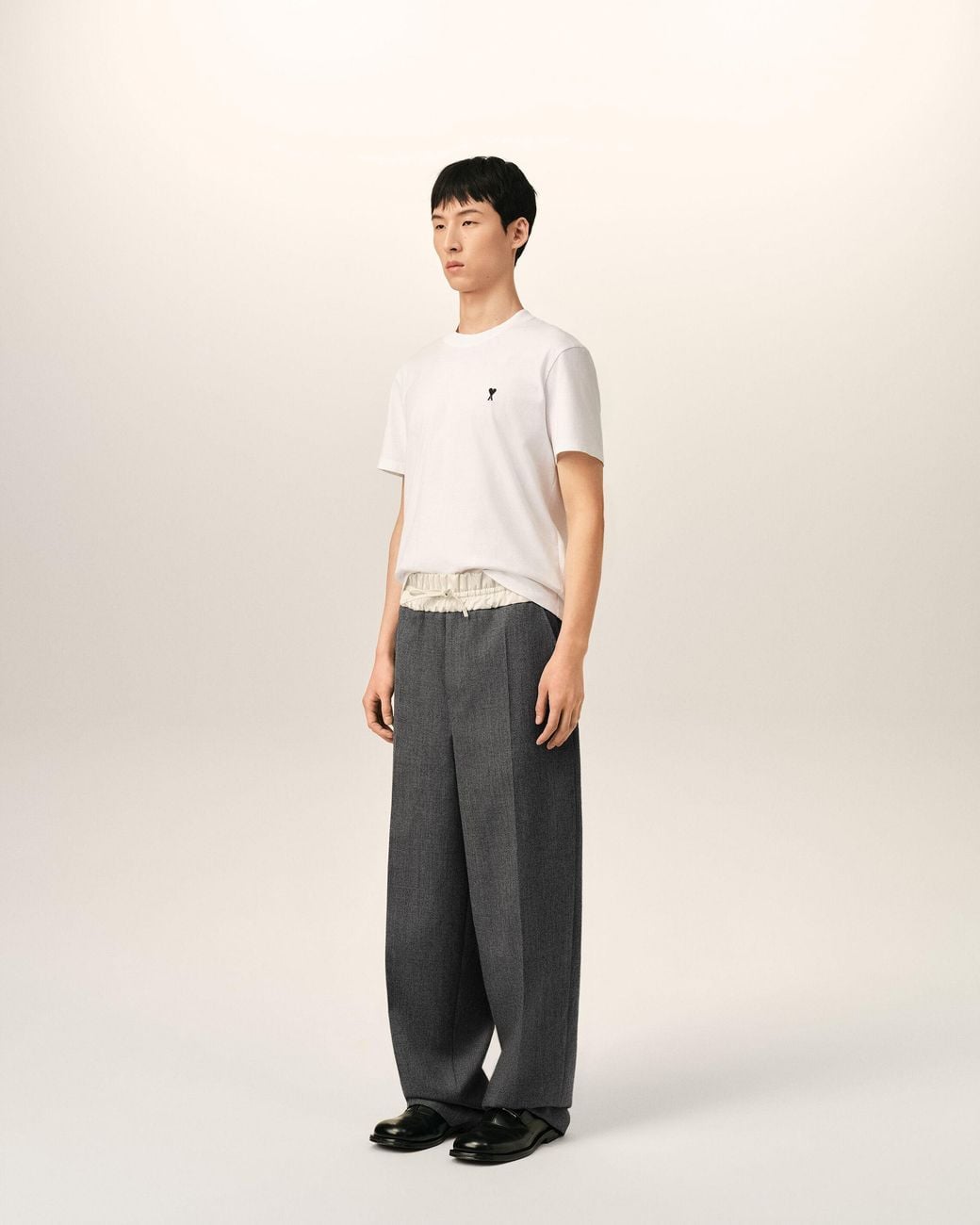 AMI Multicolor Elasticated-Waist Wool And Satin Trousers for men