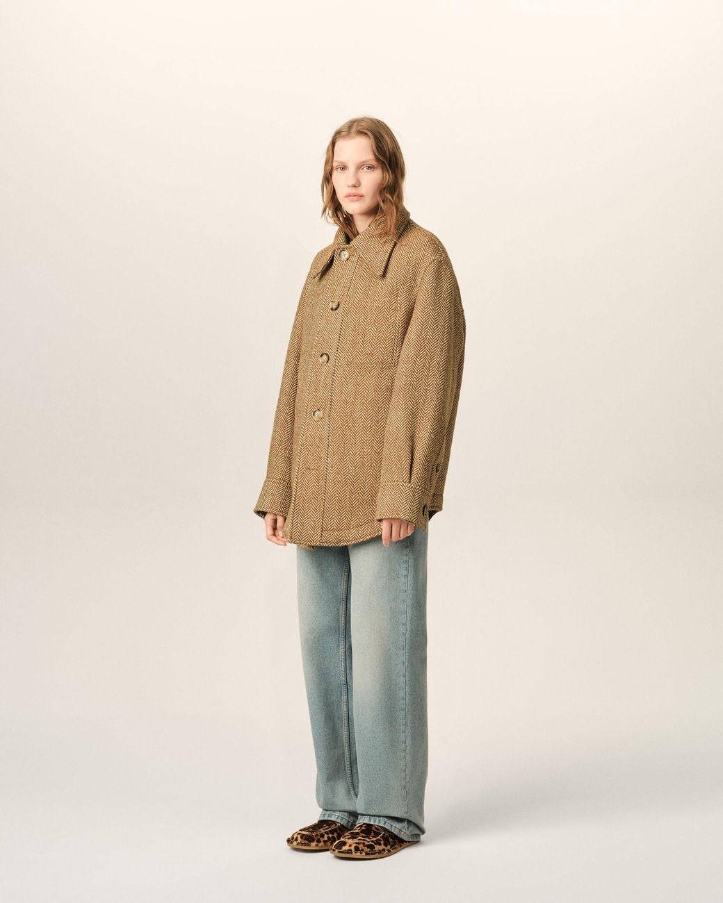 AMI Natural Wool Button-Down Jacket