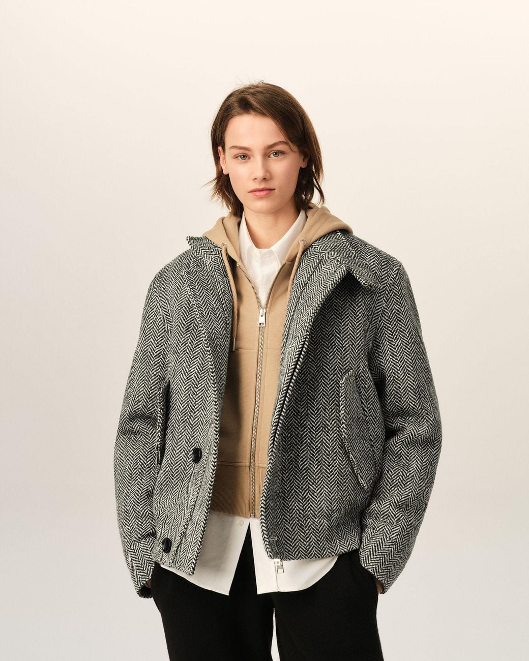 AMI Gray Wool Padded Harrington Jacket