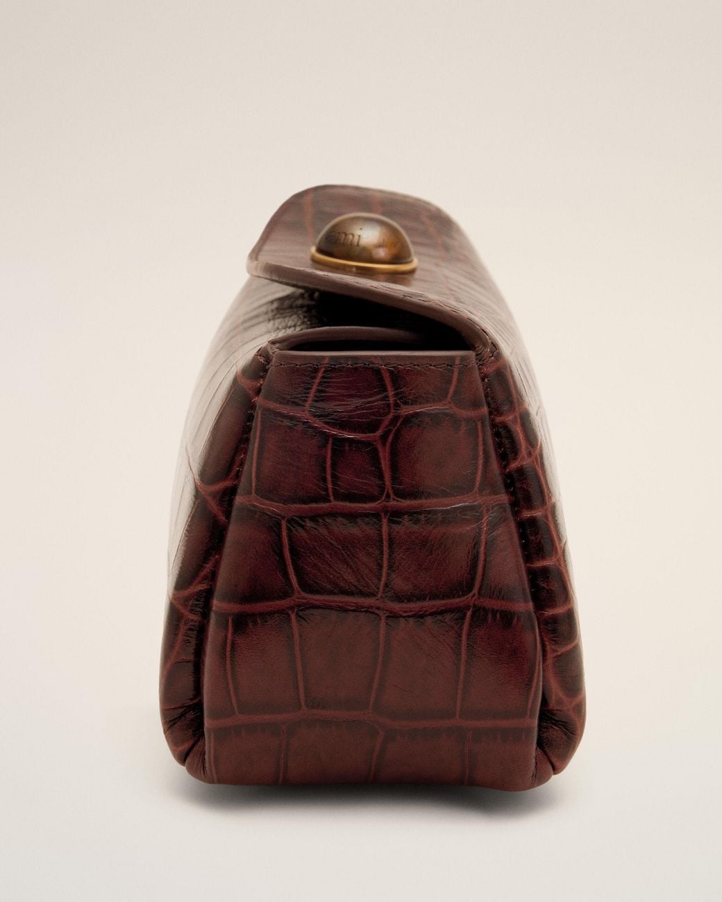 AMI Natural Mini Crocodile Embossed Cow Leather Carrousel Bag