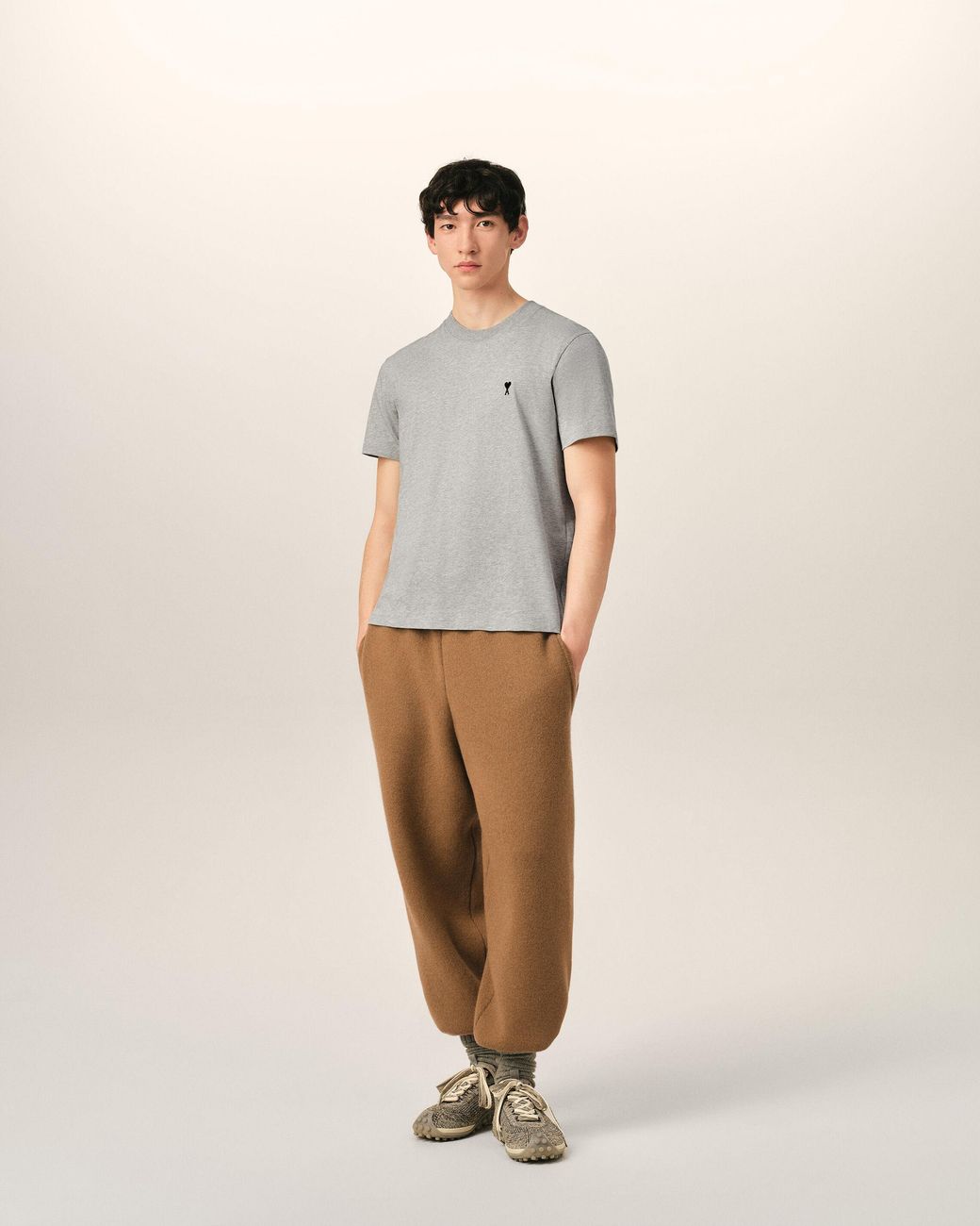 AMI Natural Cotton T-Shirt With Ami De Coeur for men