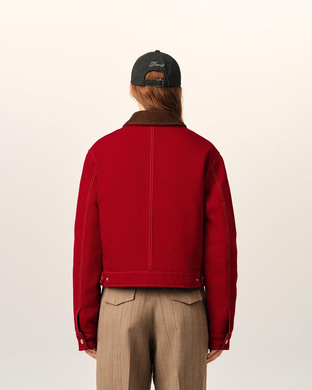 AMI Red Cotton Zipped Jacket With Ami De Coeur