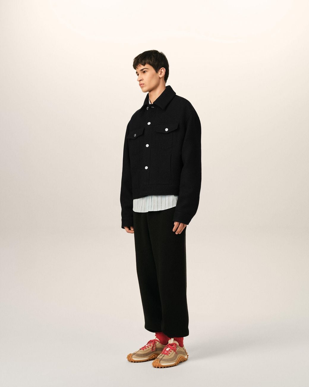 AMI Black Wool Trucker Jacket