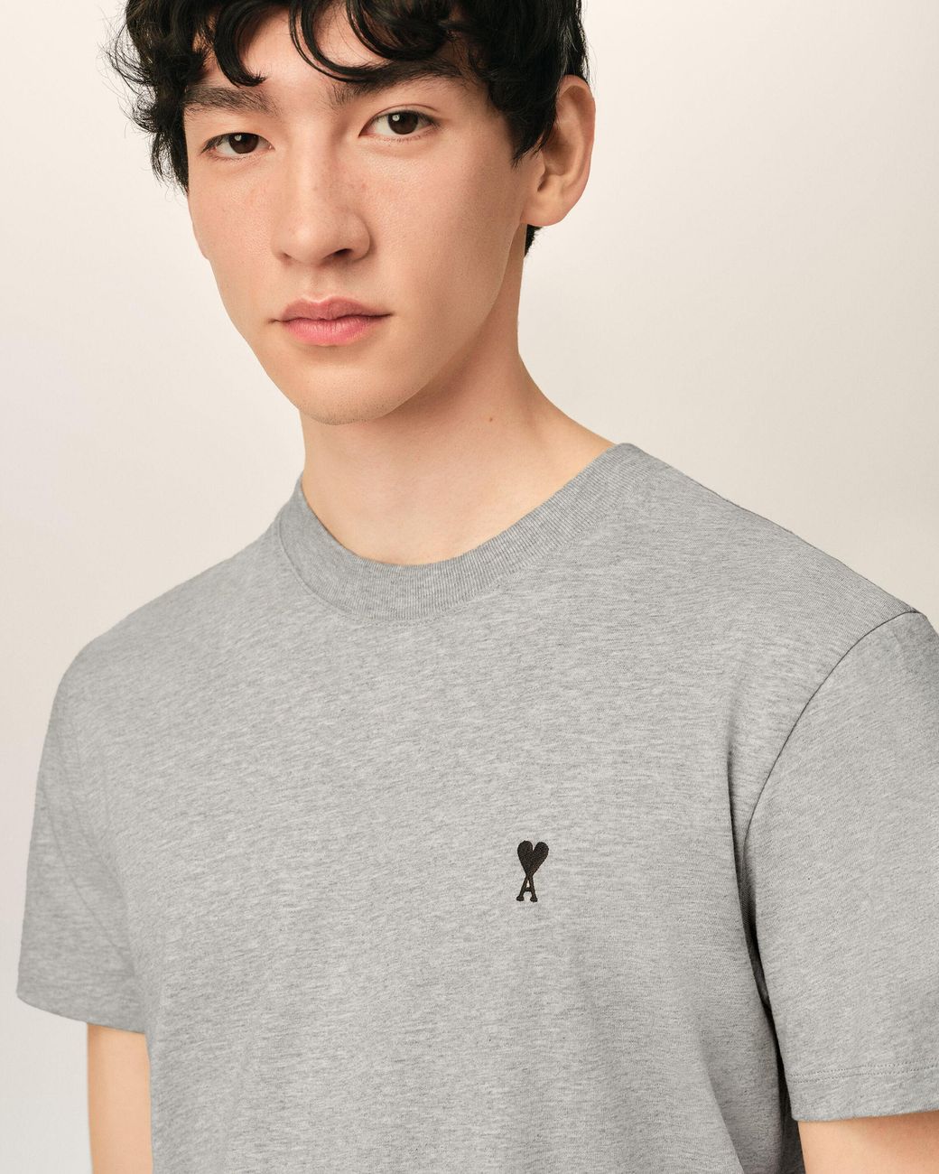 AMI Natural Cotton T-Shirt With Ami De Coeur for men
