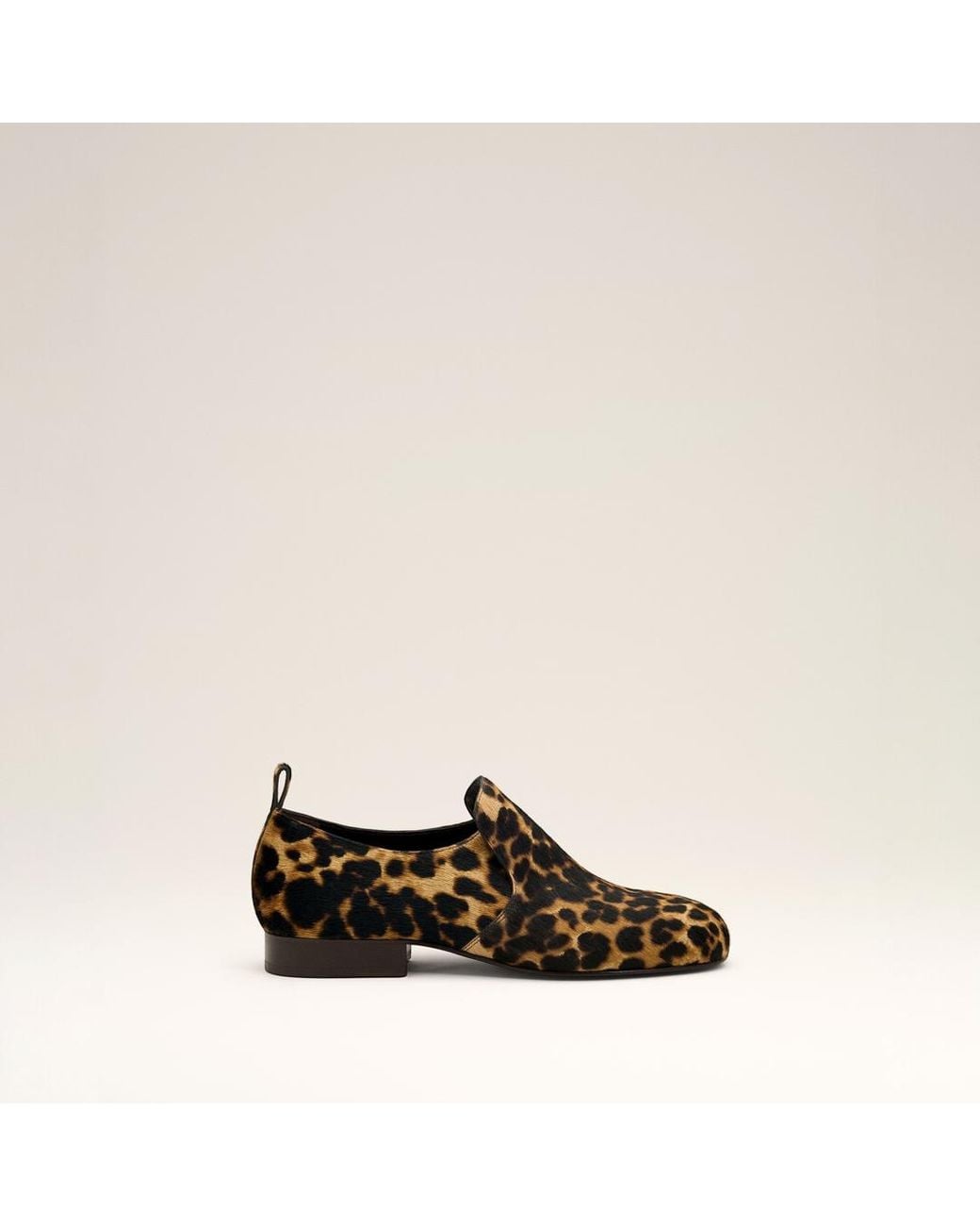 AMI Natural Leopard Printed Flat Cowhide Leather Shoes