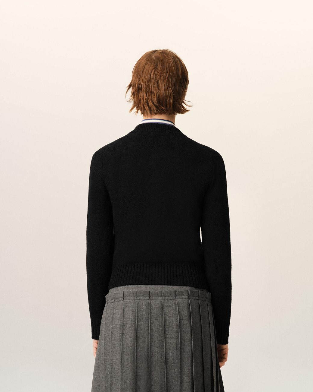 AMI Black Crewneck Cashmere Cardigan With Ami De Coeur
