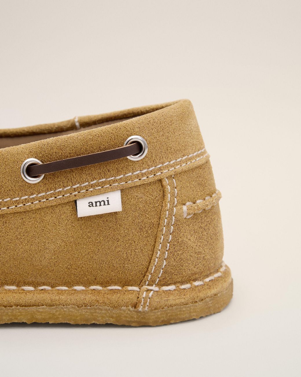 AMI Natural Cow Leather Boat Shoes