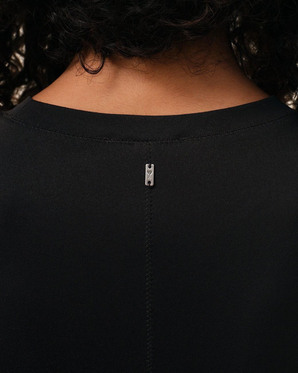 AMI Black Jersey Sleeveless Fitted Long Dress