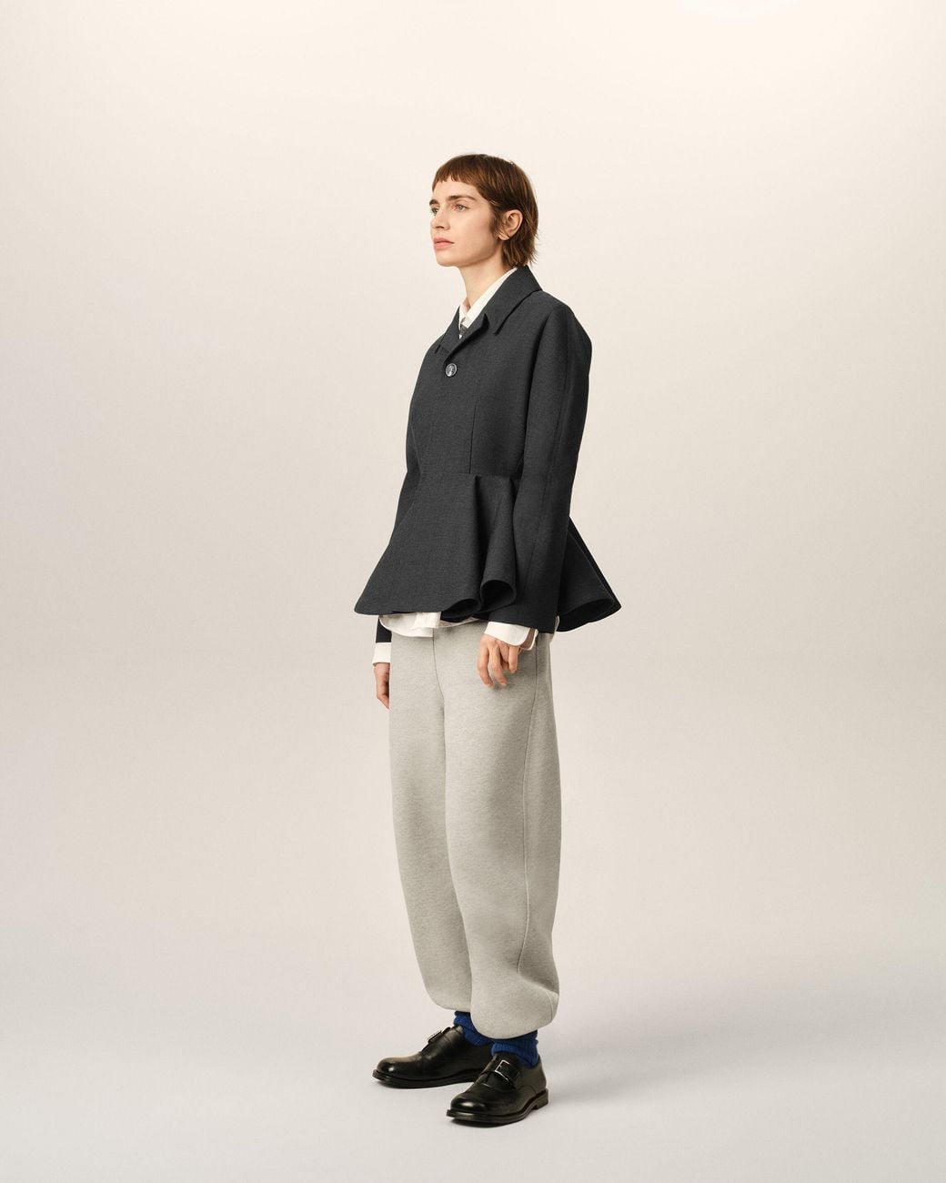 AMI Black Peplum Wool Jacket