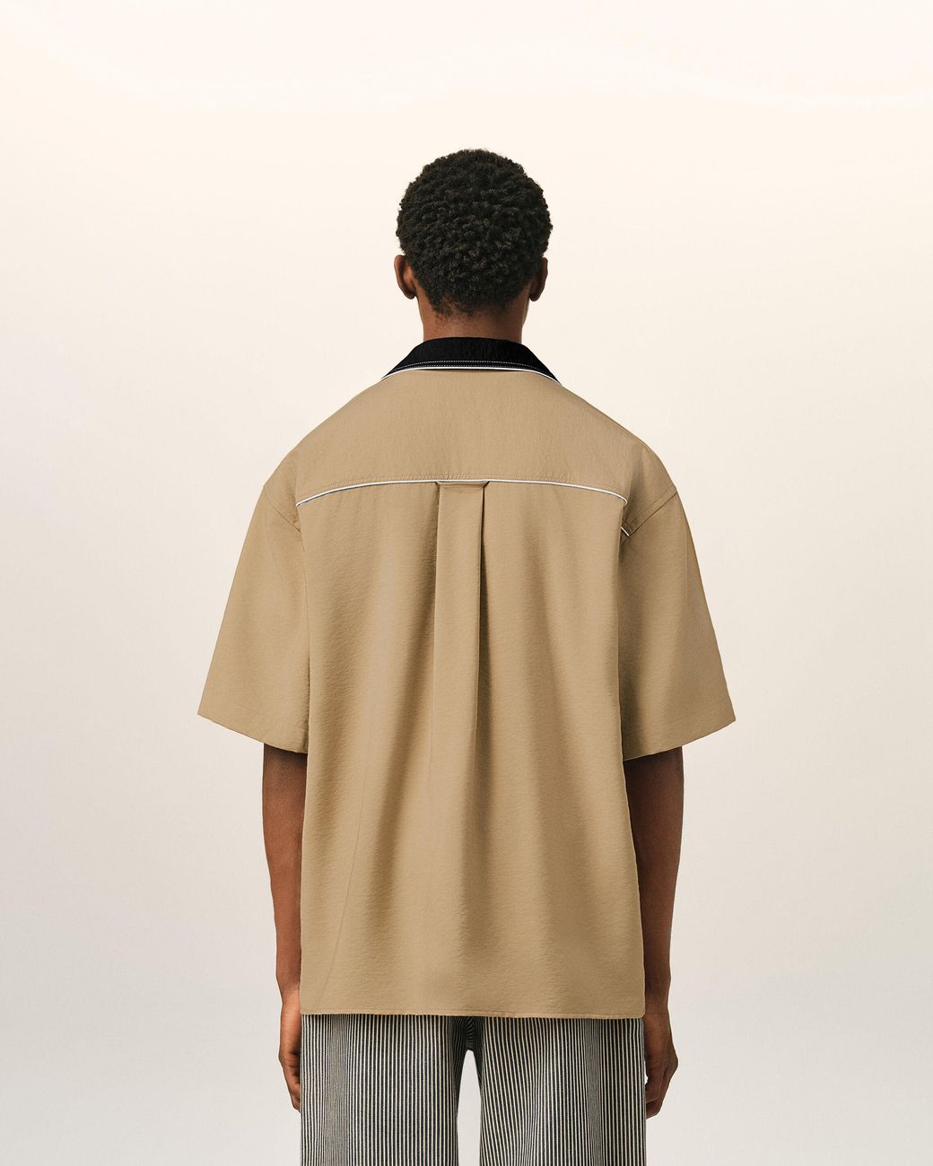 AMI Natural Boxy Bicolor Viscose Twill Short-Sleeve Shirt for men