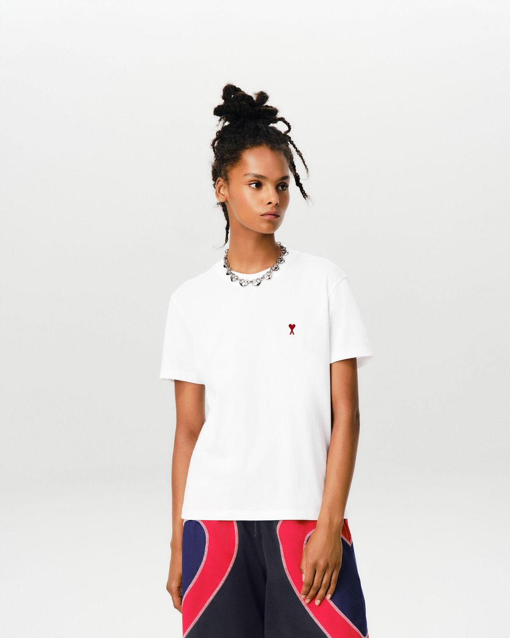 AMI Natural Cotton T-Shirt With Ami De Coeur