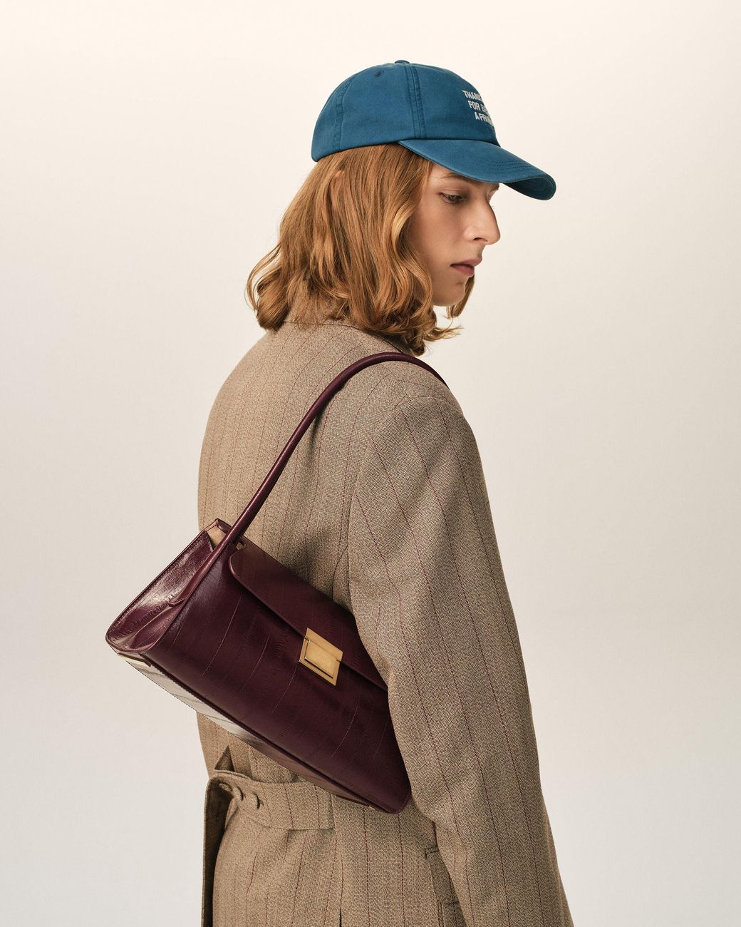 AMI Red Small Burgundy Cow Leather Mimi Bag